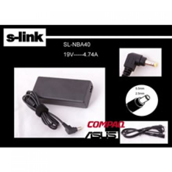S-LINK SL-NBA40 19V 4.74A 5.5*2.5 Asus/Hp Notebook Standart Adaptör