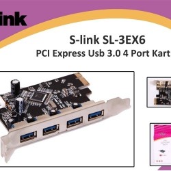 S-LINK SL-3EX6 PCI Express USB3.0  4 Port Kart