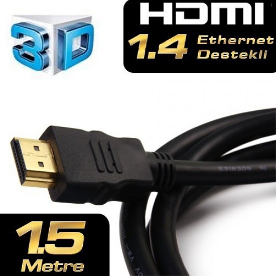 DARK 1.5m HDMI v1.4 4K / 3D ve Ağ Destekli Altın Uçlu  Kablo