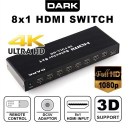 DARK Full HD 8 Giriş 1 Çıkışlı Uzaktan Kumandalı HDMI Switch (Seçici)