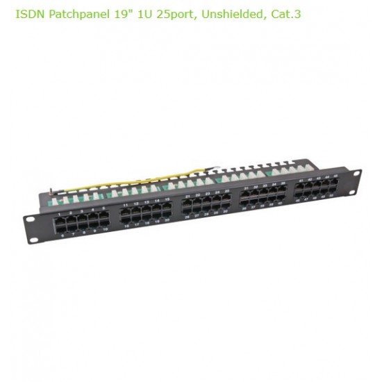 EFB 25 Port Cat 3 ISDN Patch Panel Siyah