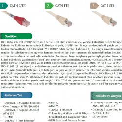 HCS UTP CAT 6  3m 4x2x24# LS0H Patch Cord MAVİ