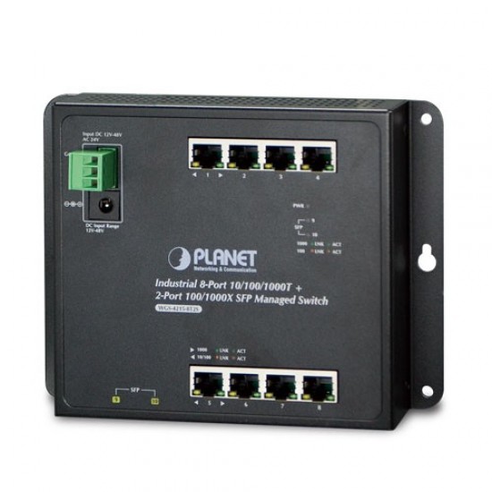 PLANET PL-WGS-4215-8T2S Industrial 8GE port, 2xSFP Wall-mount Managed Switch