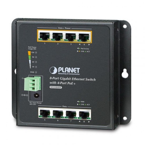PLANET PL-WGS-804HP Industrial 8GE, (4 port PoE 120W) Yönetilemez Switch