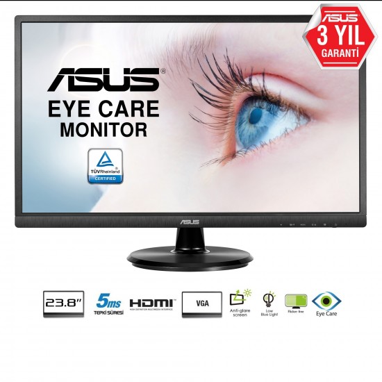 23.8 ASUS VA249HE 5ms HDMI,DVI VGA D-Sub Monitör