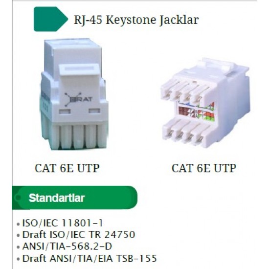 ERAT CAT6 UTP Keystone Jack 180 derece Unshielded