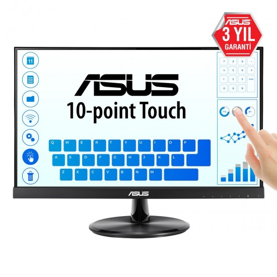 21.5 ASUS VT229H Touch IPS 5ms 3YIL HDMI,VGA VESA, 10Parmak Dokunmatik,