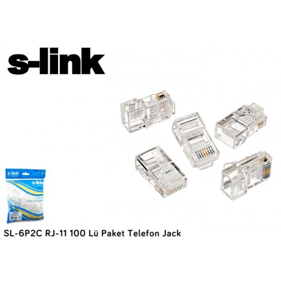 S-LINK SL-6P2C RJ-11 100 Lü Paket Telefon Jack