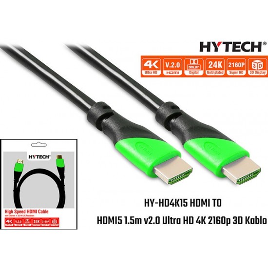 HYTECH 15m HY-HD4K15 HDMI TO HDM v2.0 Ultra HD 4K 2160p 3D Kablo