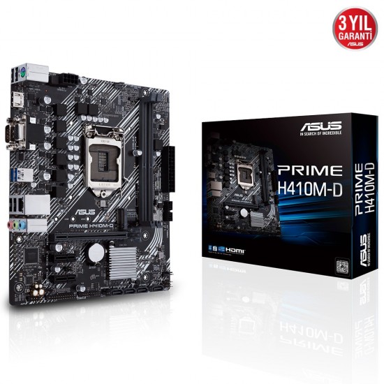 ASUS PRIME H410M-D H410 1200p DDR4 2933MHz(O.C) M.2 Anakart