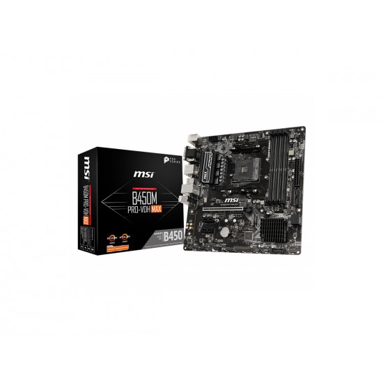 MSI B450M PRO-VDH MAX AM4 DDR4 3866(OC) 4xDIMM DVI HDMI VGA GLAN M.2 USB3.2 mATX