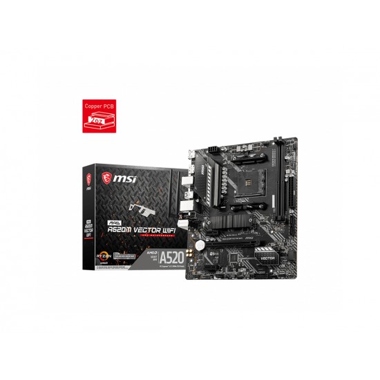 MSI MAG A520M VECTOR WIFI AM4 DDR4 4600(OC) DP HDMI M.2 USB3.2 WIFI mATX
