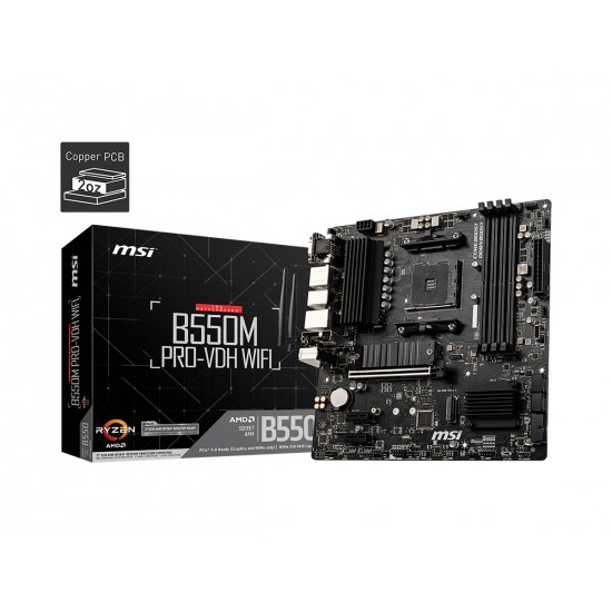 MSI B550M PRO-VDH WIFI AM4 DDR4 4400(OC) HDMI DVı VGA  M.2 USB3.2 WIFI MATX