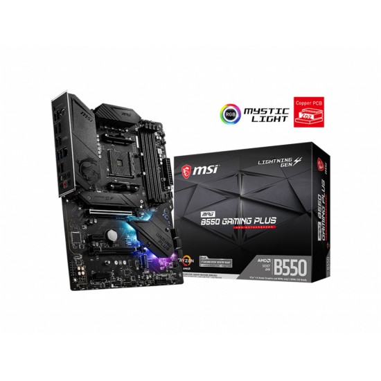 MSI MPG B550 GAMING PLUS AM4 DDR4 4400(OC) HDMI DP M.2 USB3.2 RGB ATX