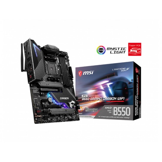 MSI MPG B550 GAMING CARBON WIFI AM4 DDR4 5100(OC) HDMI DP M.2 USB3.2 WIFI RGB AT
