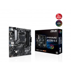 ASUS PRIME A520M-A II A520 AM4 DDR4 4800 HDMI DVI VGA M2 USB3.2 AURA RGB MATX
