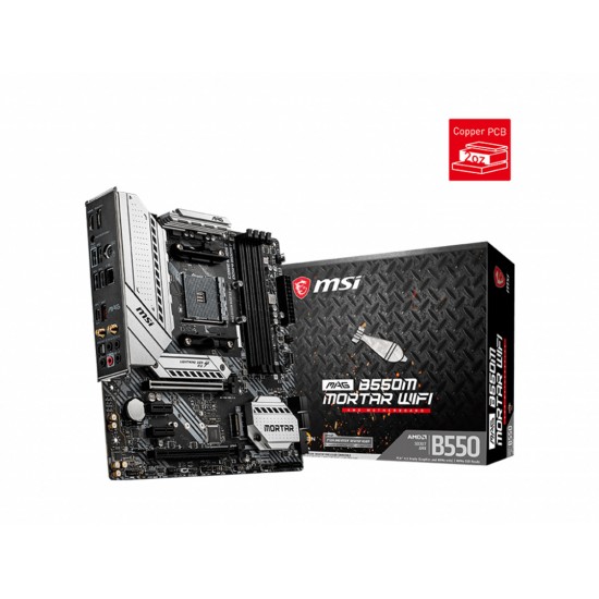MSI MAG B550M MORTAR WIFI AM4 DDR4 4400(OC) HDMI DP M.2 USB3.2 WIFI MATX