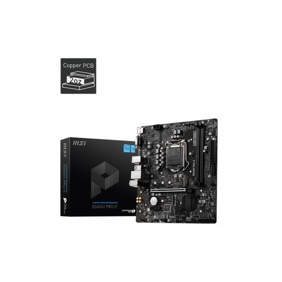 MSI B560M PRO-E SOKET 1200 DDR4 4800 (OC) PCI-E Gen 4 ,M.2 USB3.2 1x 1G LAN mATX