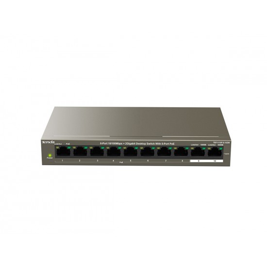 TENDA TEF1110P-8-102W 8-Port Megabit (8xPoE 102W), 2xGE Uplink Desktop Switch