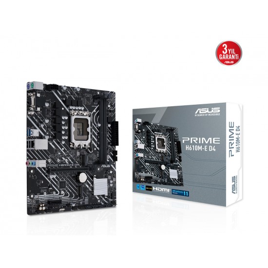 ASUS PRIME H610M-E D4 INTEL H610 LGA1700 DDR4 3200 DP HDMI VGA ÇİFT M2 USB3.2 MA